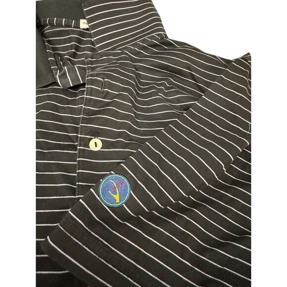 Peter Millar Men's Size L Striped Polo Shirt Black - Picture 3 of 10
